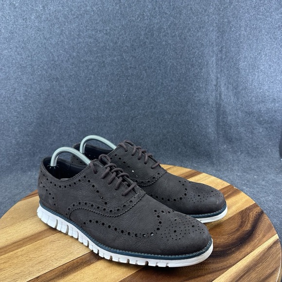Cole Haan Zerogrand Wingtip Oxfords Mens Size 9.5 C29769 Brown Leather - Picture 2 of 10